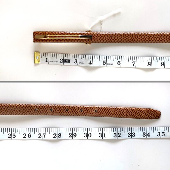 Vintage Carlisle Snakeskin Leather Gold Buckle Belt Size S Made in USA - Picture 4 of 10